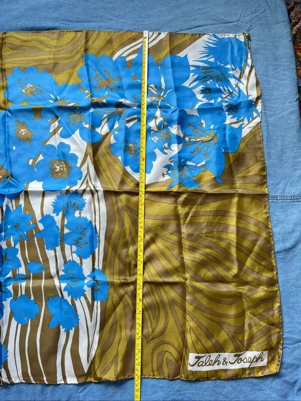 VTG Jaleh & Joseph 30” Silk Floral Abstract Art Scarf Hand Rolled Stitched Edges